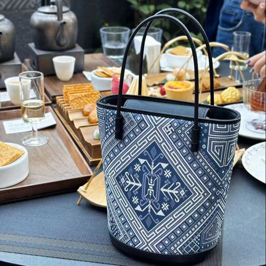 Bucket Bag · Blue Longevity Motif
