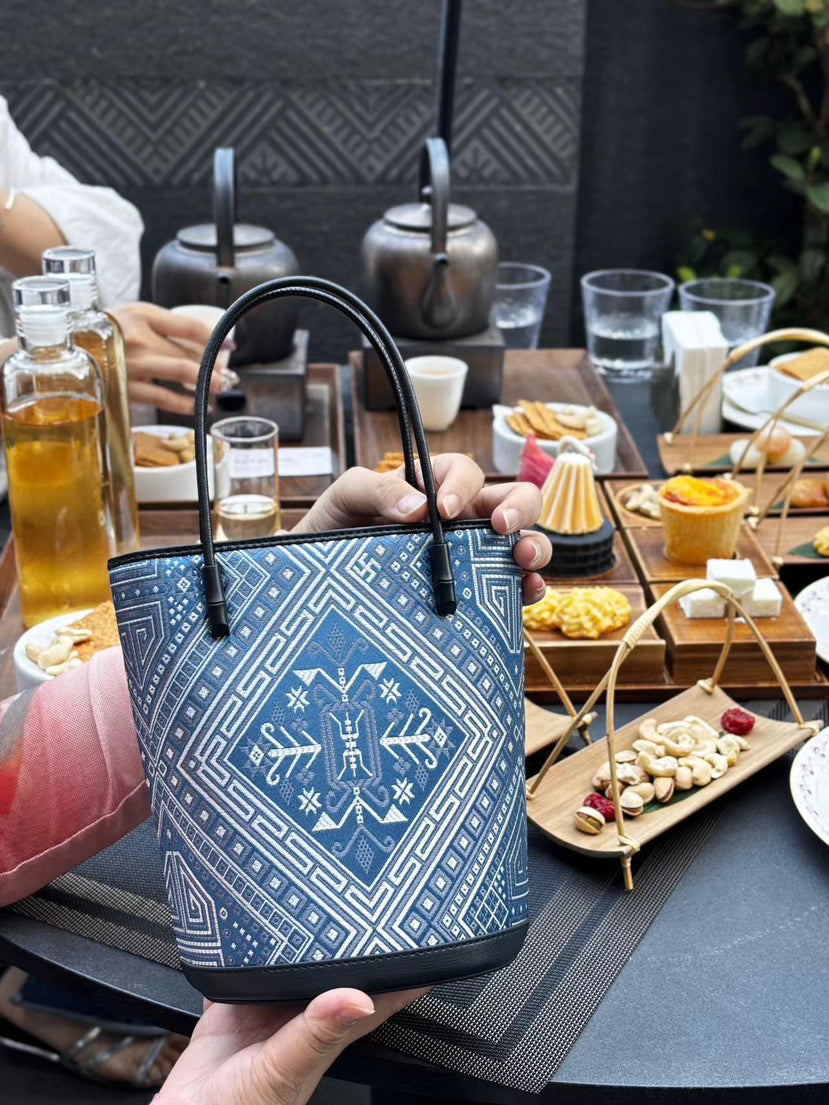 Bucket Bag · Blue Longevity Motif